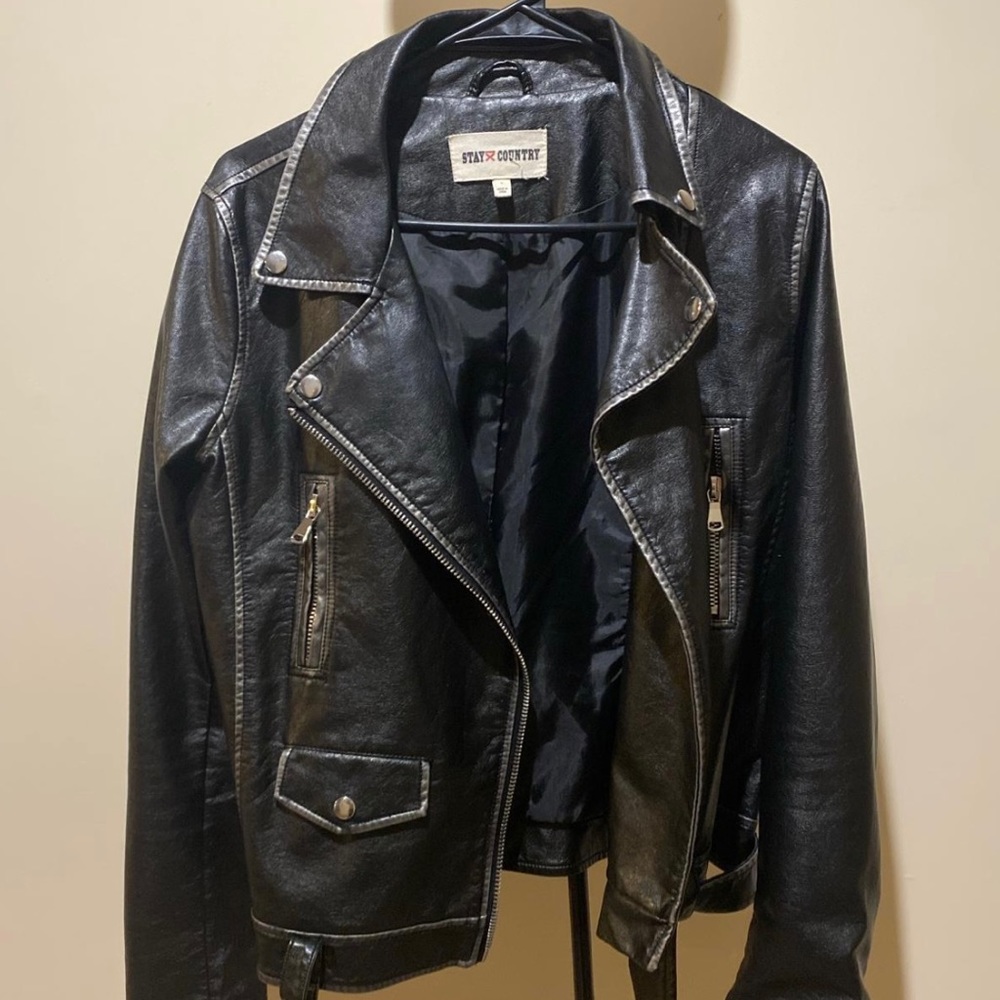 Black leather jacket